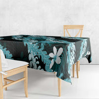 Puakenikeni Maile Lei Tablecloth Frangipani Turquoise Tropical Leaves LT01 - Polynesian Pride