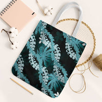 Puakenikeni Maile Lei Tote Bag Frangipani Turquoise Tropical Leaves LT01 White Strap One Size Turquoise - Polynesian Pride