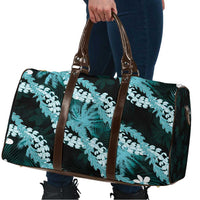 Puakenikeni Maile Lei Travel Bag Frangipani Turquoise Tropical Leaves