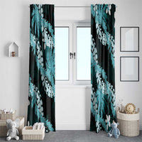 Puakenikeni Maile Lei Window Curtain Frangipani Turquoise Tropical Leaves LT01 - Polynesian Pride