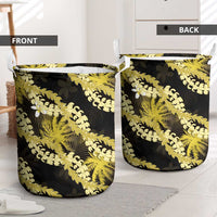 Puakenikeni Maile Lei Laundry Basket Frangipani Yellow Tropical Leaves LT01 - Polynesian Pride