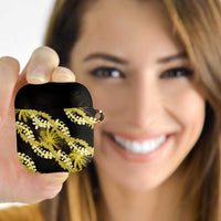 Puakenikeni Maile Lei AirPods Case Frangipani Yellow Tropical Leaves LT01 - Polynesian Pride