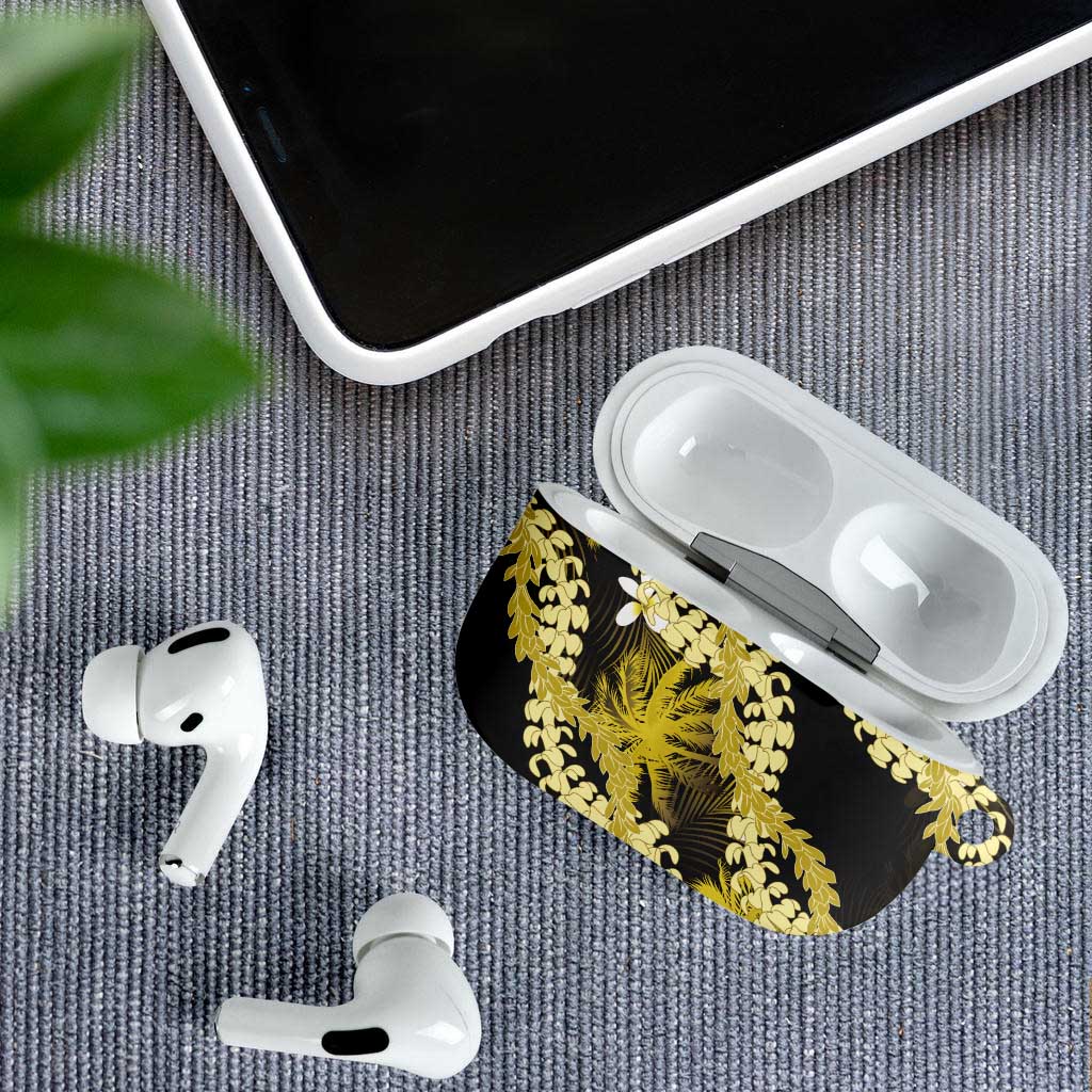 Puakenikeni Maile Lei AirPods Case Frangipani Yellow Tropical Leaves LT01 - Polynesian Pride