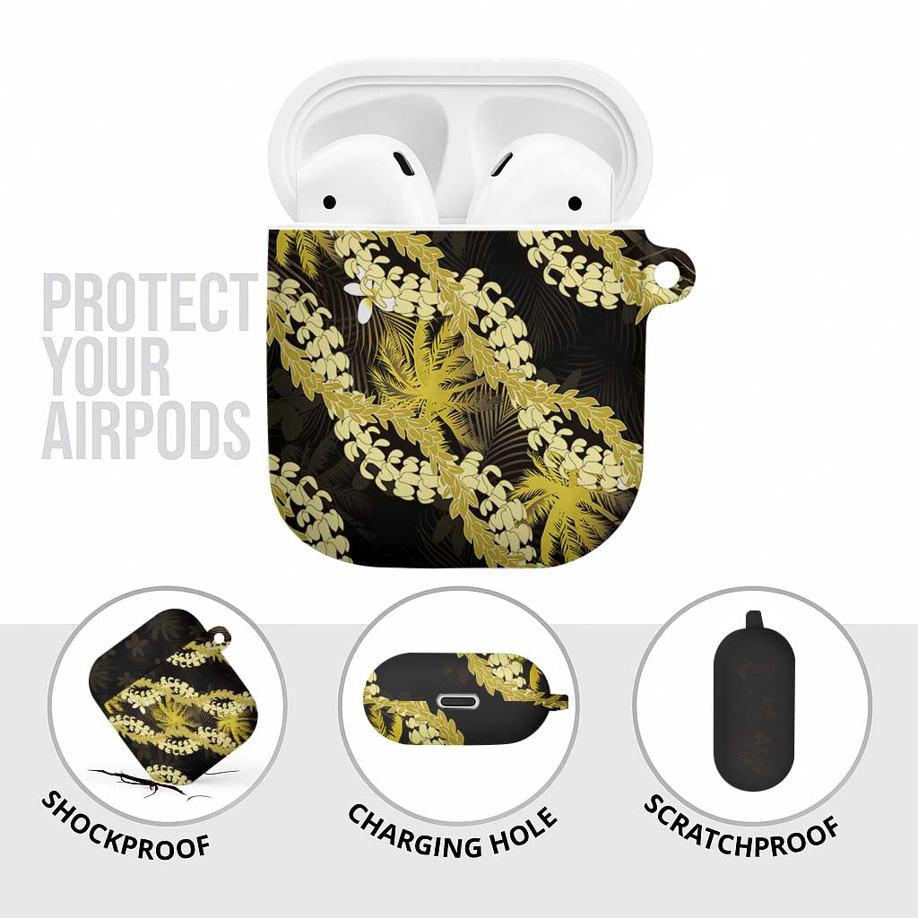 Puakenikeni Maile Lei AirPods Case Frangipani Yellow Tropical Leaves LT01 - Polynesian Pride