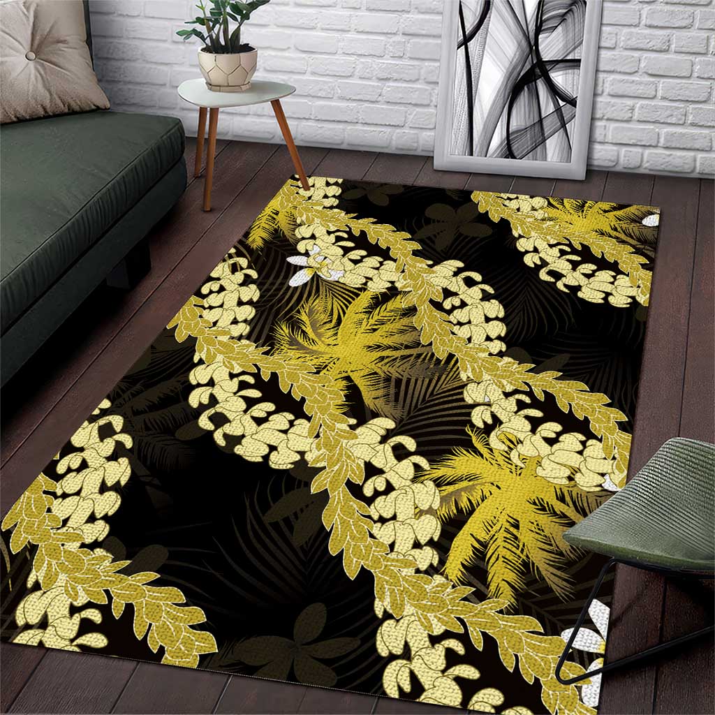 Puakenikeni Maile Lei Area Rug Frangipani Yellow Tropical Leaves LT01 Yellow - Polynesian Pride