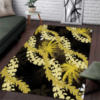 Puakenikeni Maile Lei Area Rug Frangipani Yellow Tropical Leaves LT01 Yellow - Polynesian Pride