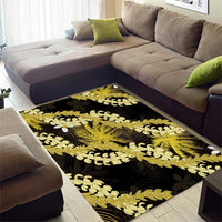 Puakenikeni Maile Lei Area Rug Frangipani Yellow Tropical Leaves LT01 - Polynesian Pride