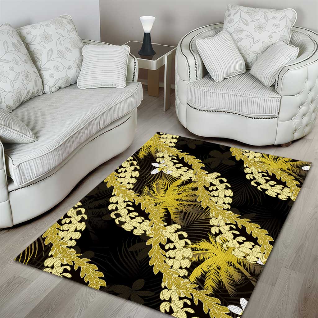 Puakenikeni Maile Lei Area Rug Frangipani Yellow Tropical Leaves LT01 - Polynesian Pride