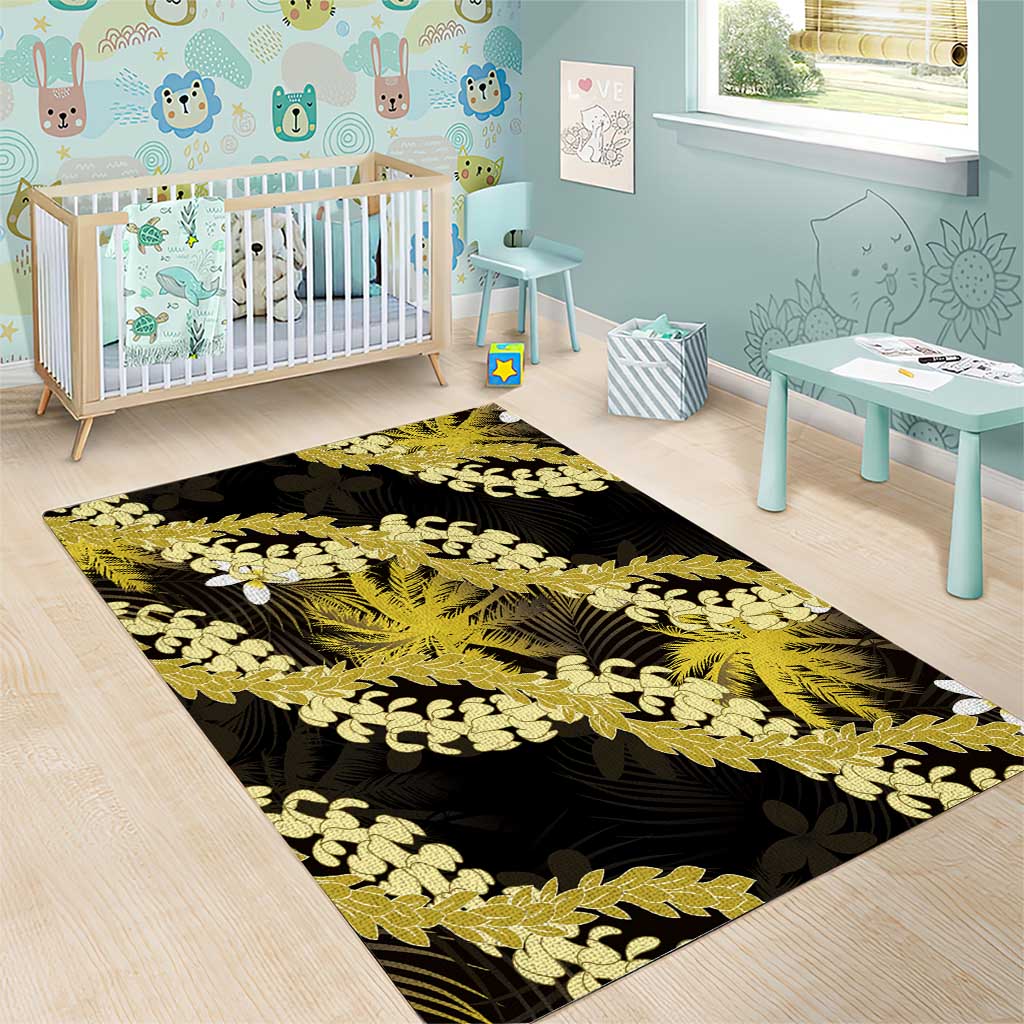 Puakenikeni Maile Lei Area Rug Frangipani Yellow Tropical Leaves LT01 - Polynesian Pride