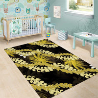 Puakenikeni Maile Lei Area Rug Frangipani Yellow Tropical Leaves LT01 - Polynesian Pride