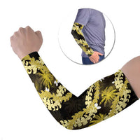 Puakenikeni Maile Lei Arm Sleeves Frangipani Yellow Tropical Leaves LT01 Set of 2 Yellow - Polynesian Pride