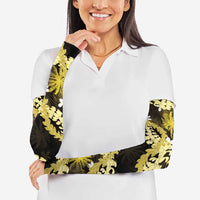 Puakenikeni Maile Lei Arm Sleeves Frangipani Yellow Tropical Leaves LT01 - Polynesian Pride