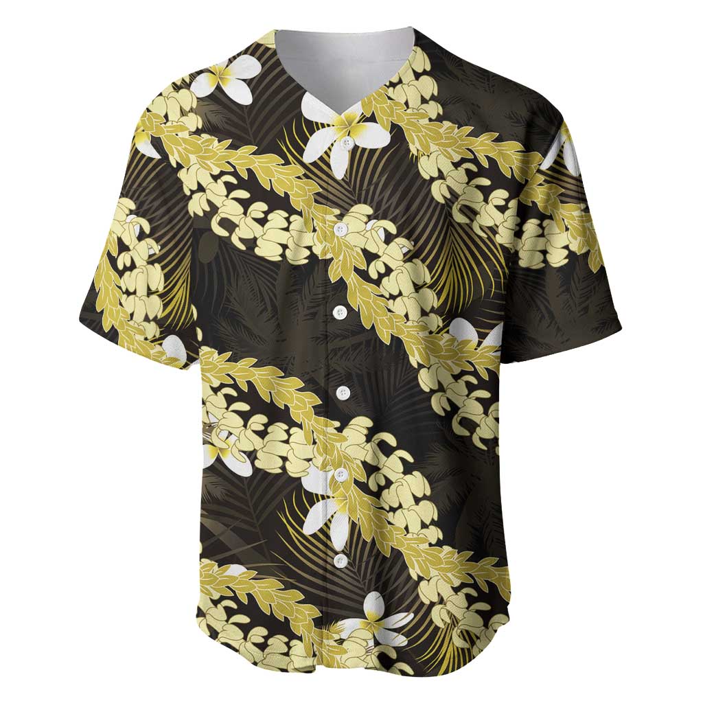 Puakenikeni Maile Lei Baseball Jersey Frangipani Yellow Tropical Leaves LT01 Yellow - Polynesian Pride