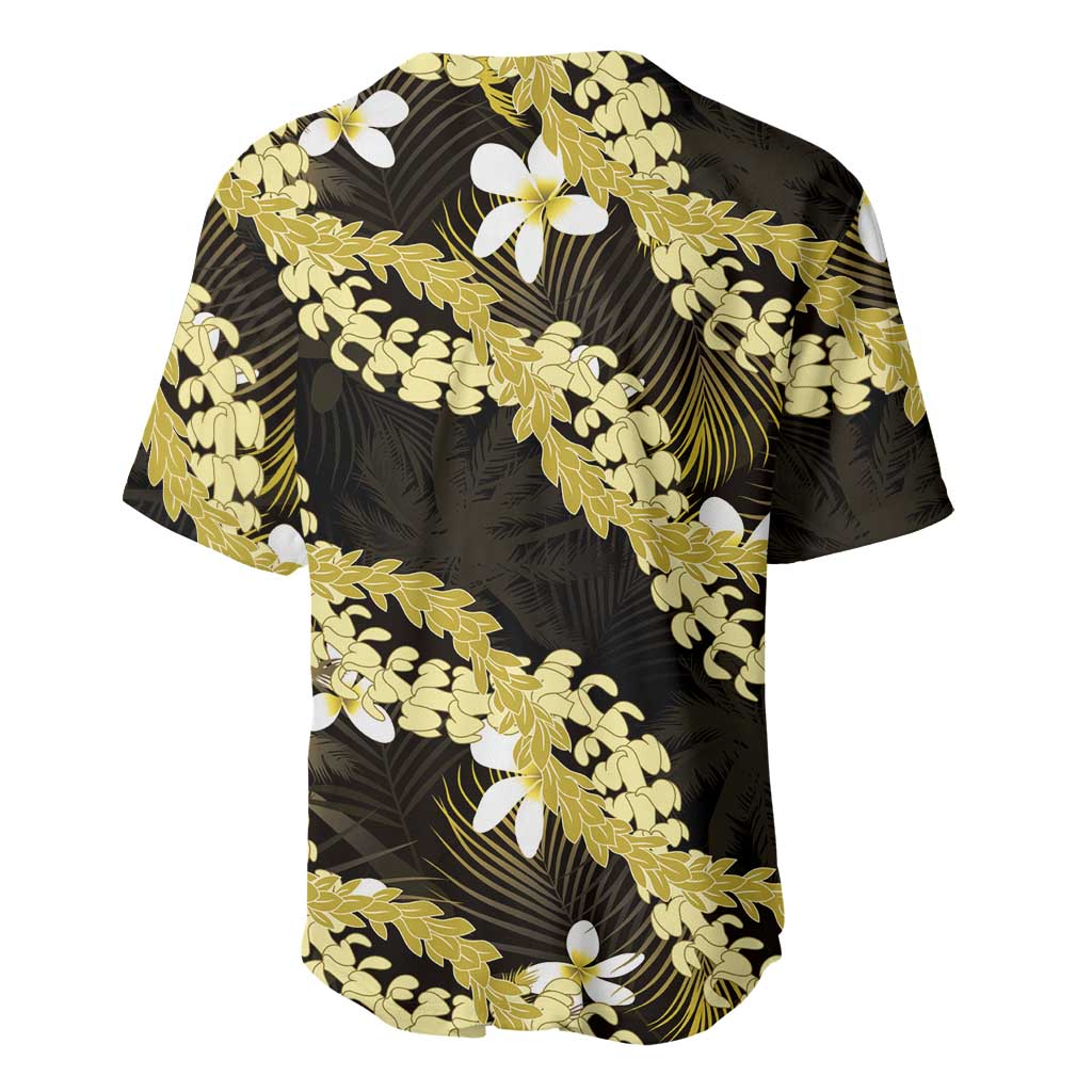 Puakenikeni Maile Lei Baseball Jersey Frangipani Yellow Tropical Leaves LT01 - Polynesian Pride