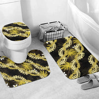 Puakenikeni Maile Lei Bathroom Set Frangipani Yellow Tropical Leaves LT01 Mat Set Only (3 pcs) One Size Yellow - Polynesian Pride