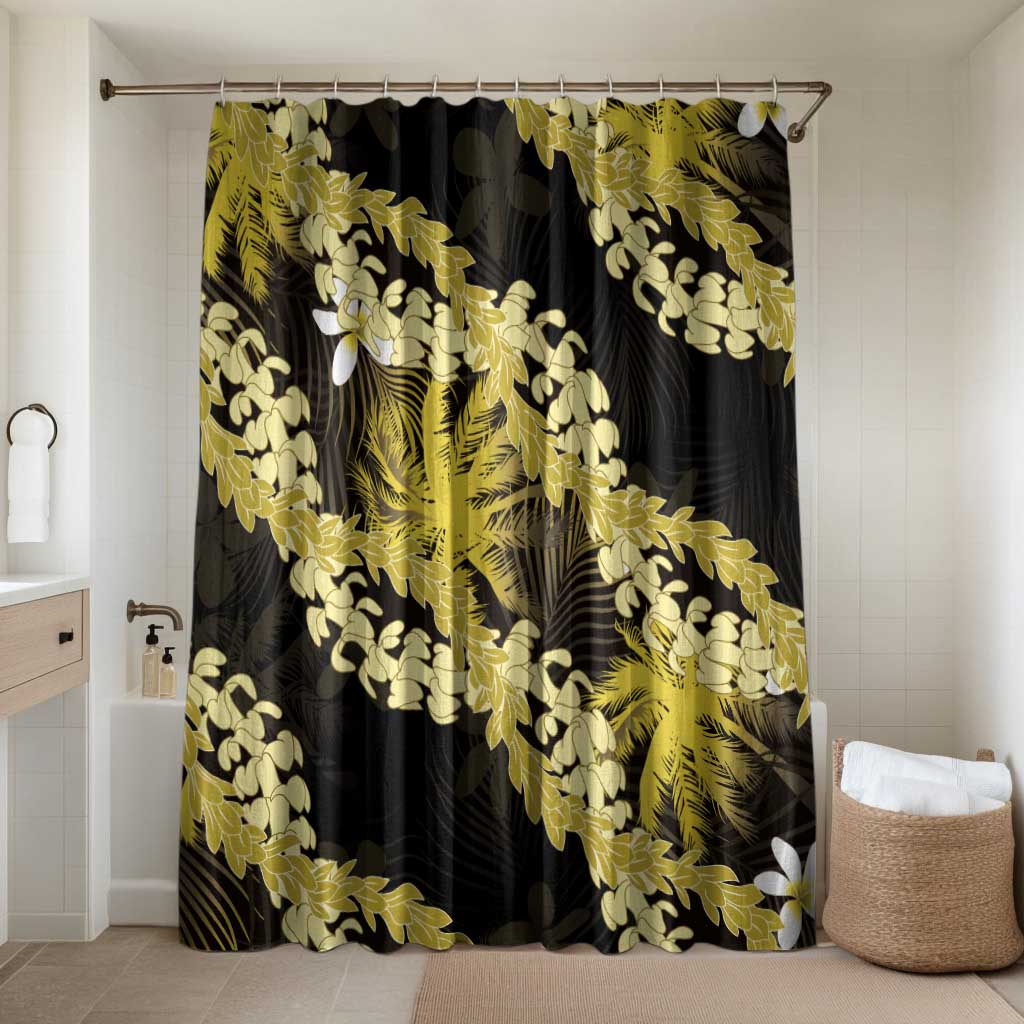 Puakenikeni Maile Lei Bathroom Set Frangipani Yellow Tropical Leaves LT01 Shower Curtain Only Yellow - Polynesian Pride