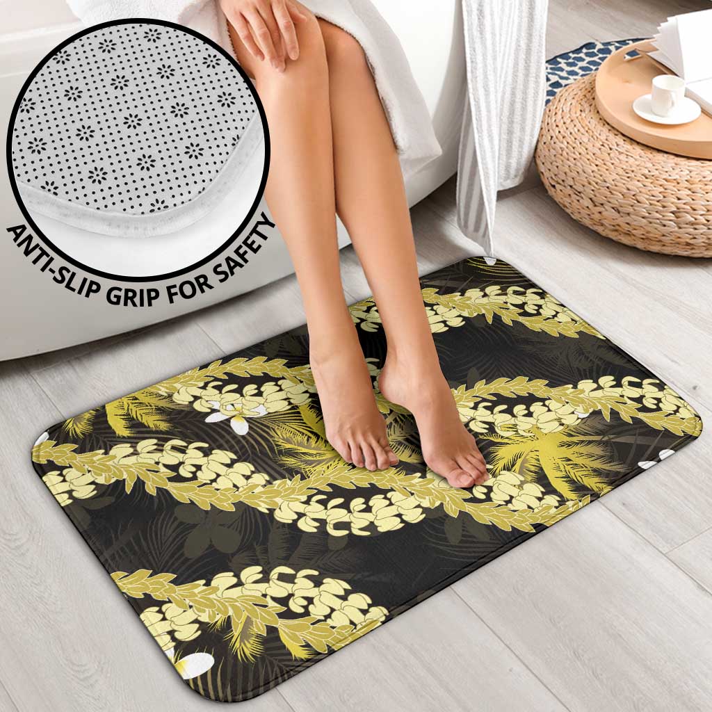 Puakenikeni Maile Lei Bathroom Set Frangipani Yellow Tropical Leaves LT01 - Polynesian Pride