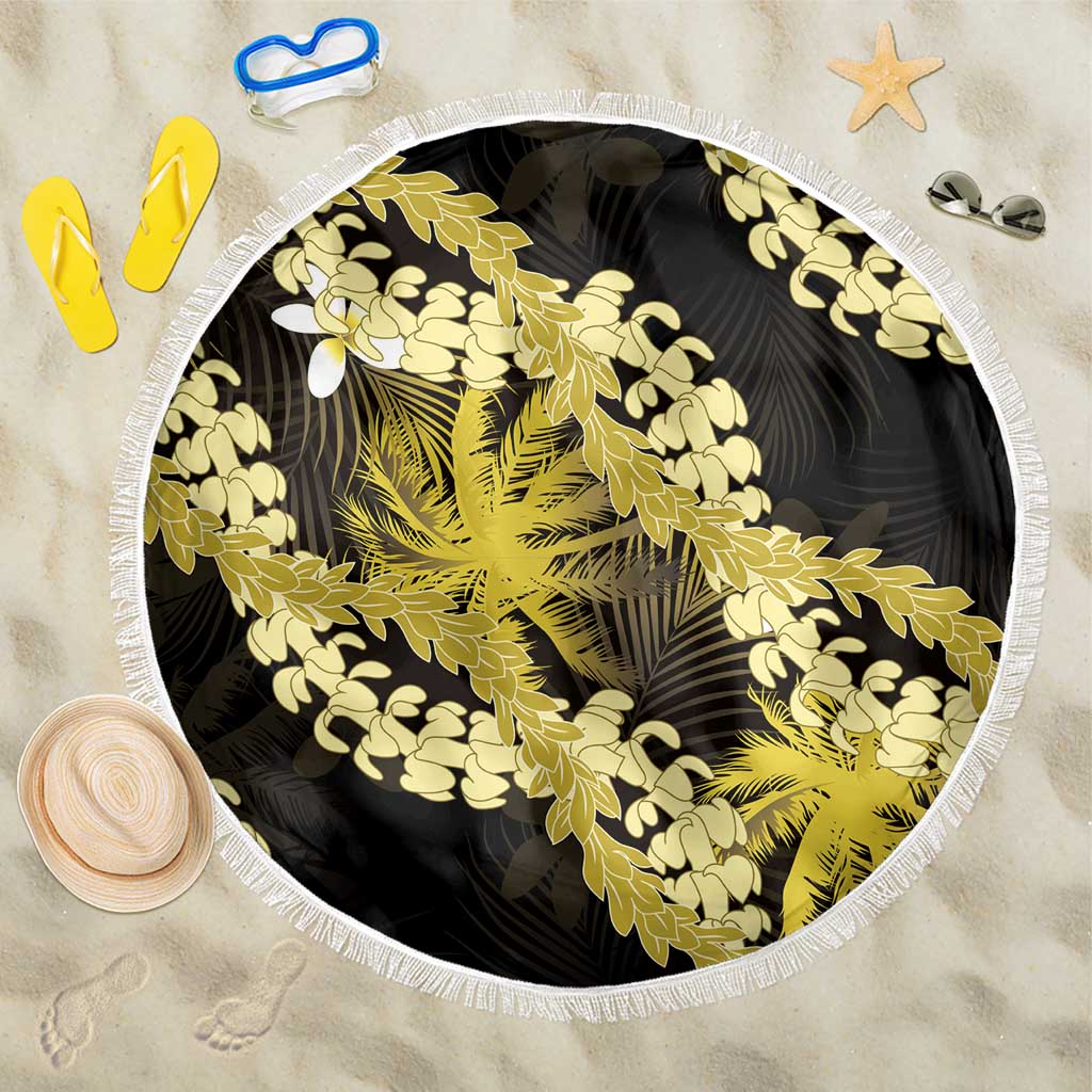 Puakenikeni Maile Lei Beach Blanket Frangipani Yellow Tropical Leaves LT01 One Size 150cm Yellow - Polynesian Pride