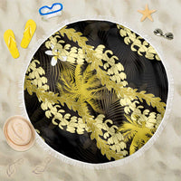 Puakenikeni Maile Lei Beach Blanket Frangipani Yellow Tropical Leaves LT01 One Size 150cm Yellow - Polynesian Pride