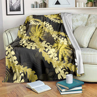Puakenikeni Maile Lei Blanket Frangipani Yellow Tropical Leaves LT01 Yellow - Polynesian Pride