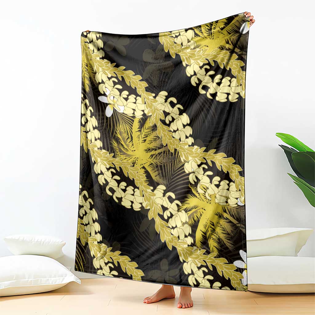 Puakenikeni Maile Lei Blanket Frangipani Yellow Tropical Leaves LT01 - Polynesian Pride