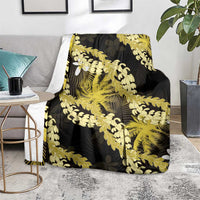 Puakenikeni Maile Lei Blanket Frangipani Yellow Tropical Leaves LT01 - Polynesian Pride