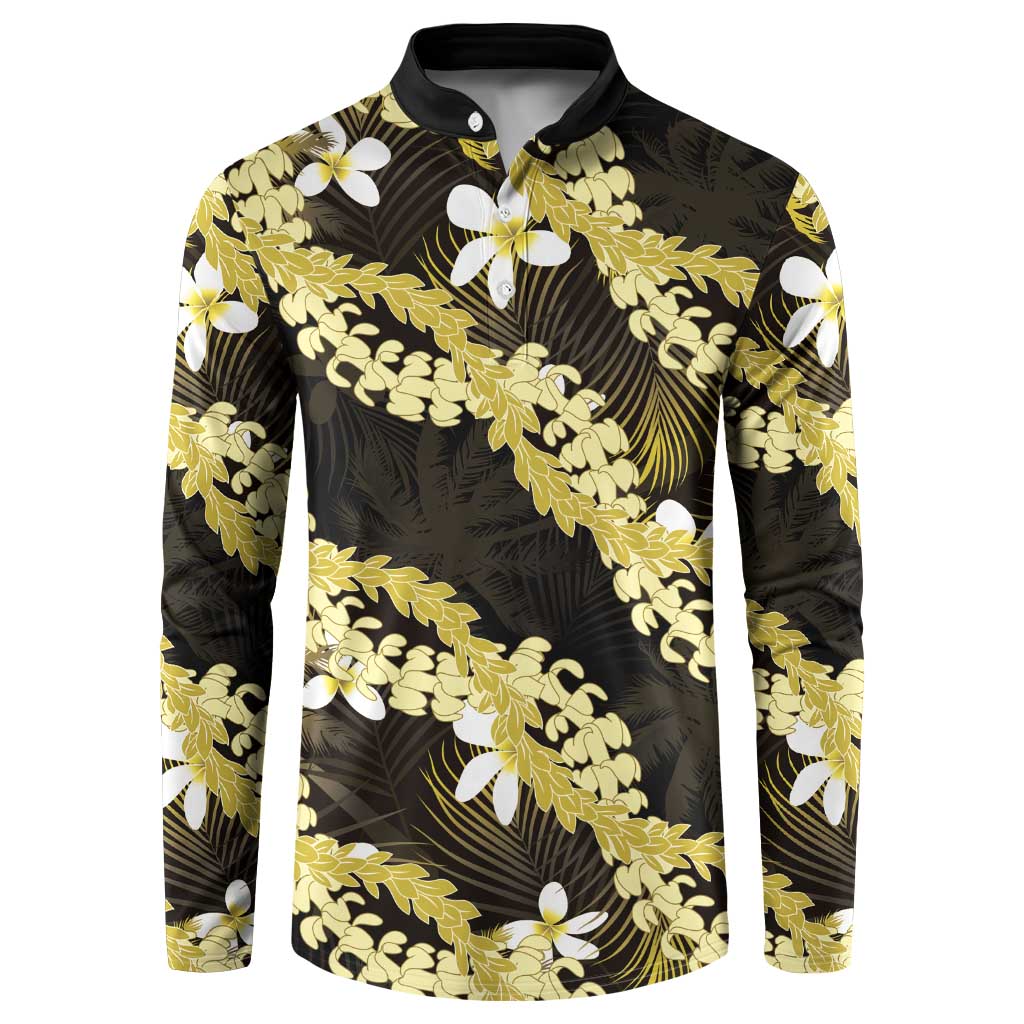Puakenikeni Maile Lei Button Sweatshirt Frangipani Yellow Tropical Leaves LT01 Yellow - Polynesian Pride