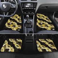 Puakenikeni Maile Lei Car Mats Frangipani Yellow Tropical Leaves LT01 Set 4pcs Yellow - Polynesian Pride