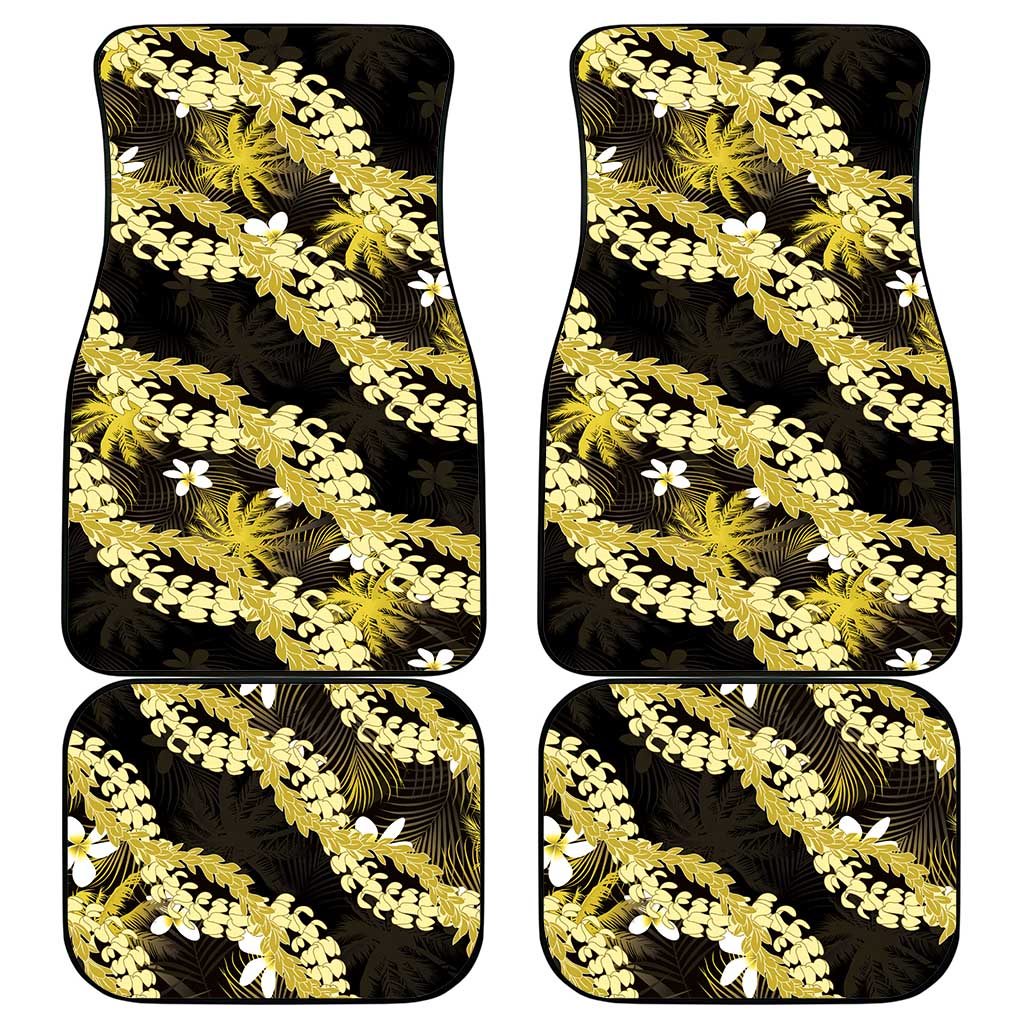Puakenikeni Maile Lei Car Mats Frangipani Yellow Tropical Leaves LT01 - Polynesian Pride