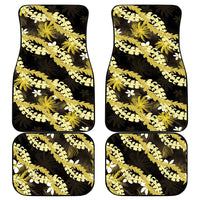 Puakenikeni Maile Lei Car Mats Frangipani Yellow Tropical Leaves LT01 - Polynesian Pride