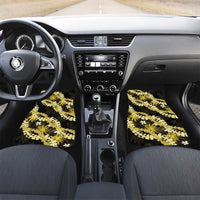 Puakenikeni Maile Lei Car Mats Frangipani Yellow Tropical Leaves LT01 Set 2pcs - Front Yellow - Polynesian Pride