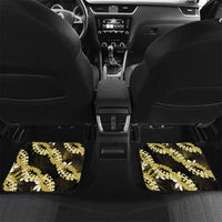Puakenikeni Maile Lei Car Mats Frangipani Yellow Tropical Leaves LT01 Set 2pcs - Back Yellow - Polynesian Pride