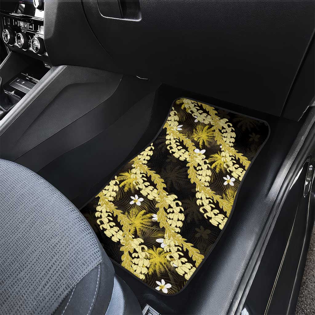 Puakenikeni Maile Lei Car Mats Frangipani Yellow Tropical Leaves LT01 - Polynesian Pride