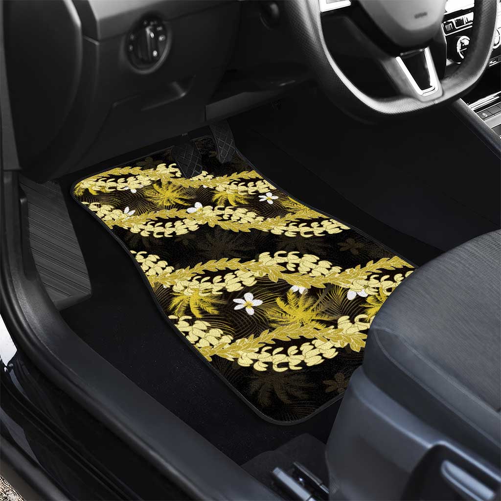 Puakenikeni Maile Lei Car Mats Frangipani Yellow Tropical Leaves LT01 - Polynesian Pride