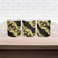 Puakenikeni Maile Lei Ceramic Mug Frangipani Yellow Tropical Leaves LT01 - Polynesian Pride