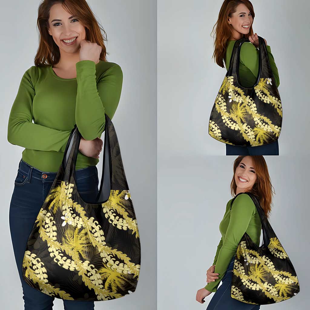 Puakenikeni Maile Lei Grocery Bag Frangipani Yellow Tropical Leaves LT01 - Polynesian Pride