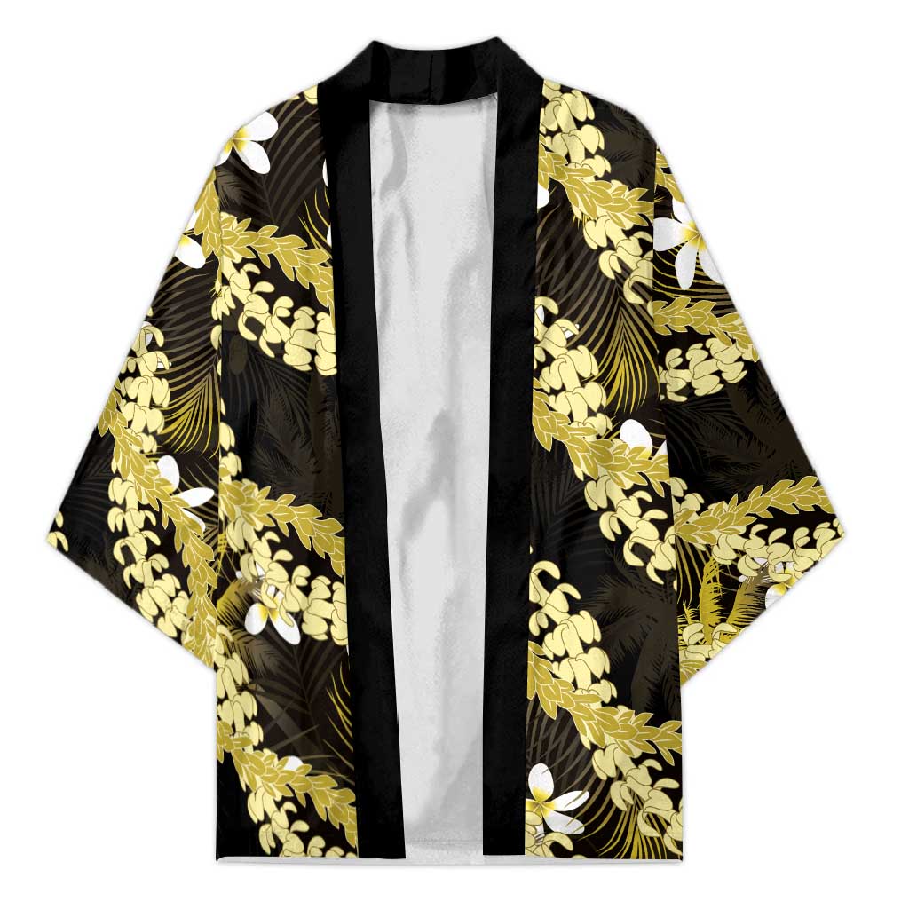 Puakenikeni Maile Lei Kimono Frangipani Yellow Tropical Leaves