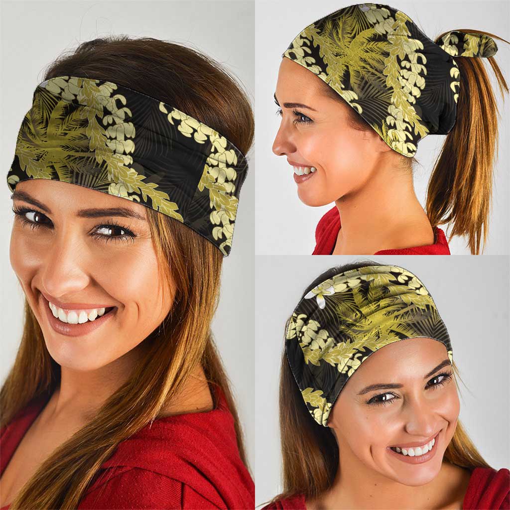 Puakenikeni Maile Lei Neck Gaiter Frangipani Yellow Tropical Leaves LT01 - Polynesian Pride
