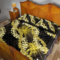 Puakenikeni Maile Lei Quilt Bed Set Frangipani Yellow Tropical Leaves LT01 - Polynesian Pride