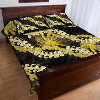 Puakenikeni Maile Lei Quilt Bed Set Frangipani Yellow Tropical Leaves LT01 - Polynesian Pride