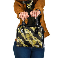 Puakenikeni Maile Lei Shoulder Handbag Frangipani Yellow Tropical Leaves LT01 One Size Yellow - Polynesian Pride