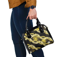 Puakenikeni Maile Lei Shoulder Handbag Frangipani Yellow Tropical Leaves LT01 - Polynesian Pride