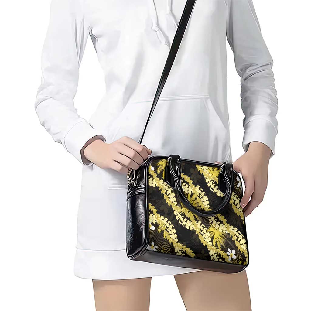Puakenikeni Maile Lei Shoulder Handbag Frangipani Yellow Tropical Leaves LT01 - Polynesian Pride
