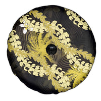 Puakenikeni Maile Lei Spare Tire Cover Frangipani Yellow Tropical Leaves