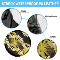 Puakenikeni Maile Lei Spare Tire Cover Frangipani Yellow Tropical Leaves