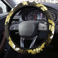 Puakenikeni Maile Lei Steering Wheel Cover Frangipani Yellow Tropical Leaves LT01 - Polynesian Pride