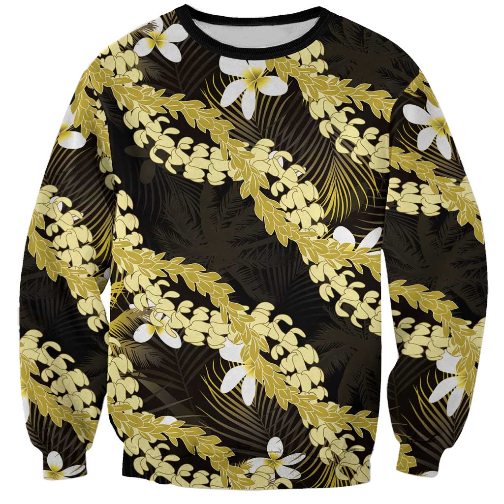 Puakenikeni Maile Lei Sweatshirt Frangipani Yellow Tropical Leaves LT01 Unisex Yellow - Polynesian Pride