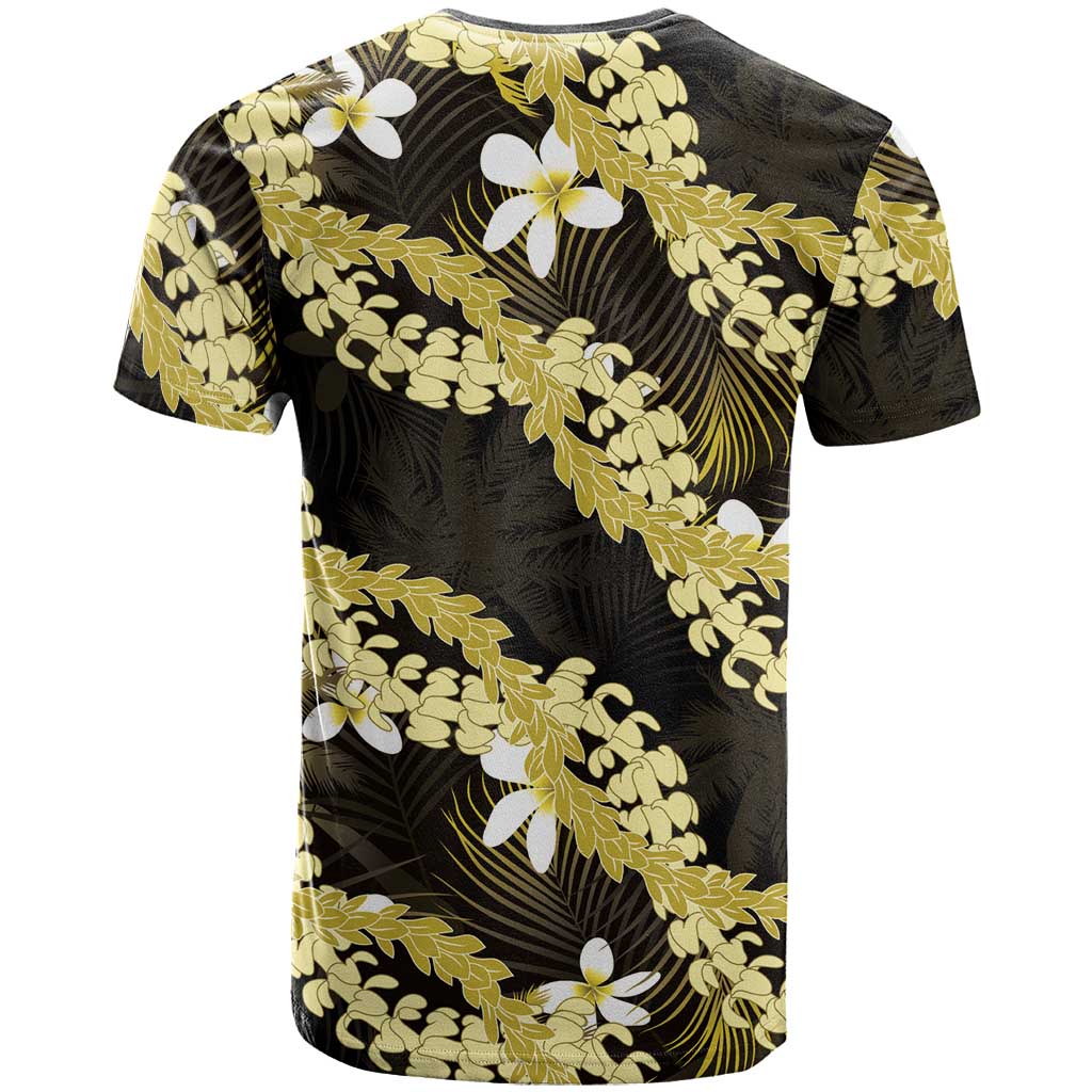 Puakenikeni Maile Lei T Shirt Frangipani Yellow Tropical Leaves LT01 - Polynesian Pride
