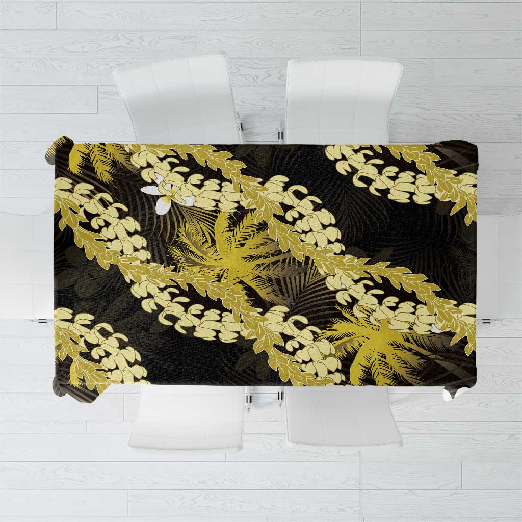 Puakenikeni Maile Lei Tablecloth Frangipani Yellow Tropical Leaves LT01 Yellow - Polynesian Pride
