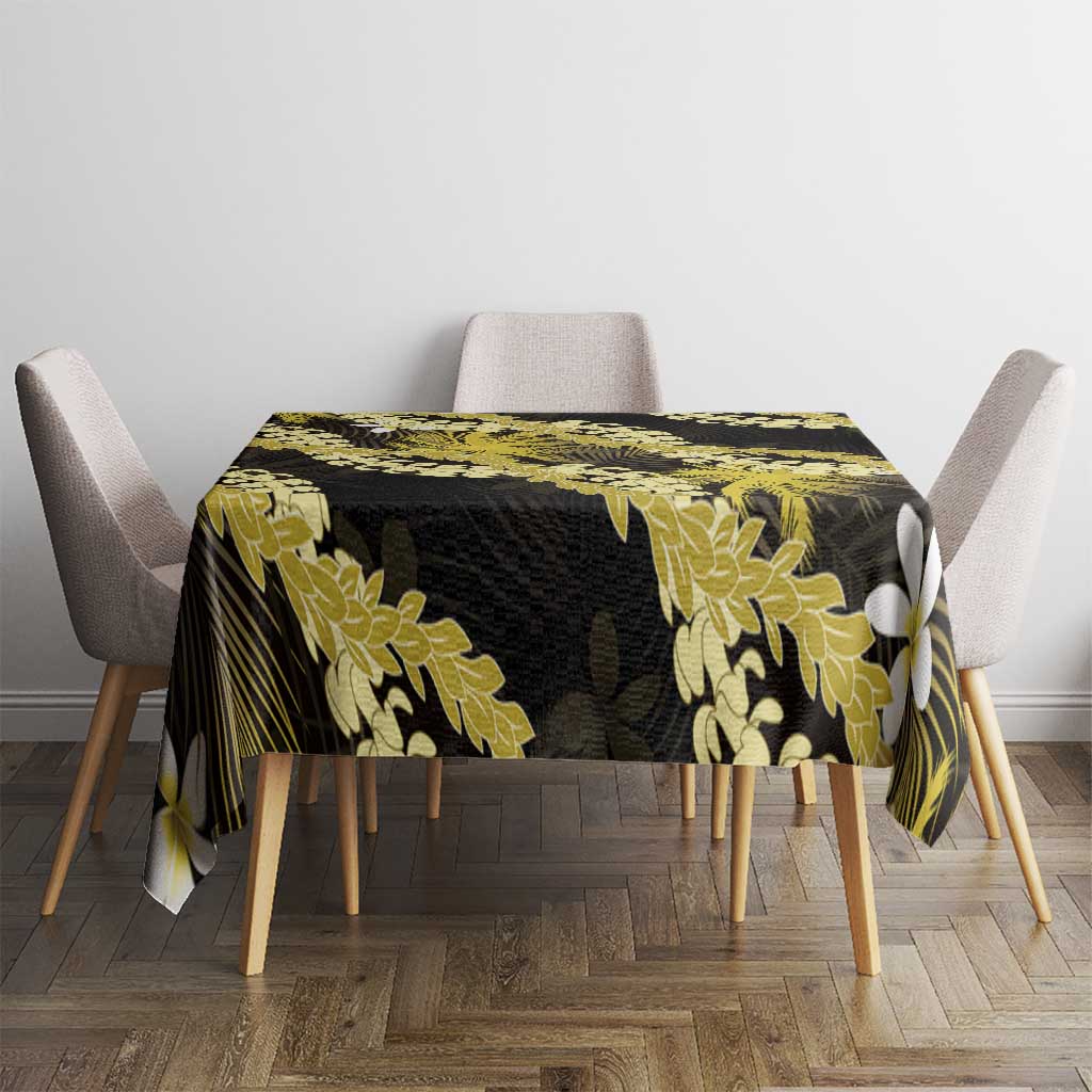 Puakenikeni Maile Lei Tablecloth Frangipani Yellow Tropical Leaves LT01 - Polynesian Pride